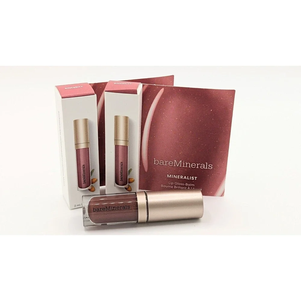 2x BareMinerals Mineralist Lip Gloss Balm‎ Mini in SINCERITY .06oz New in Box